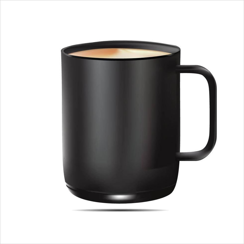 Black coffee mug with coffee - Mug mockup. vector