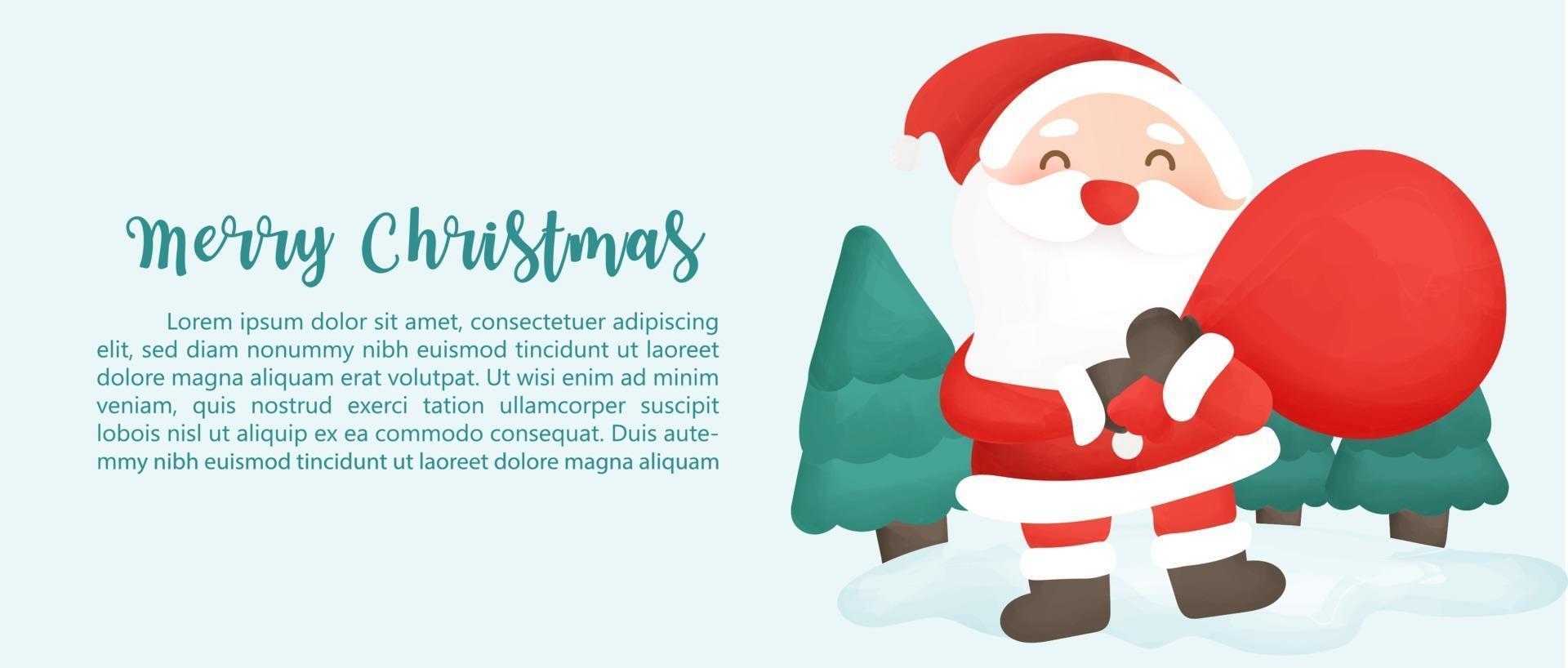 Happy Christmas day banner with Santa clause with copy space. vector
