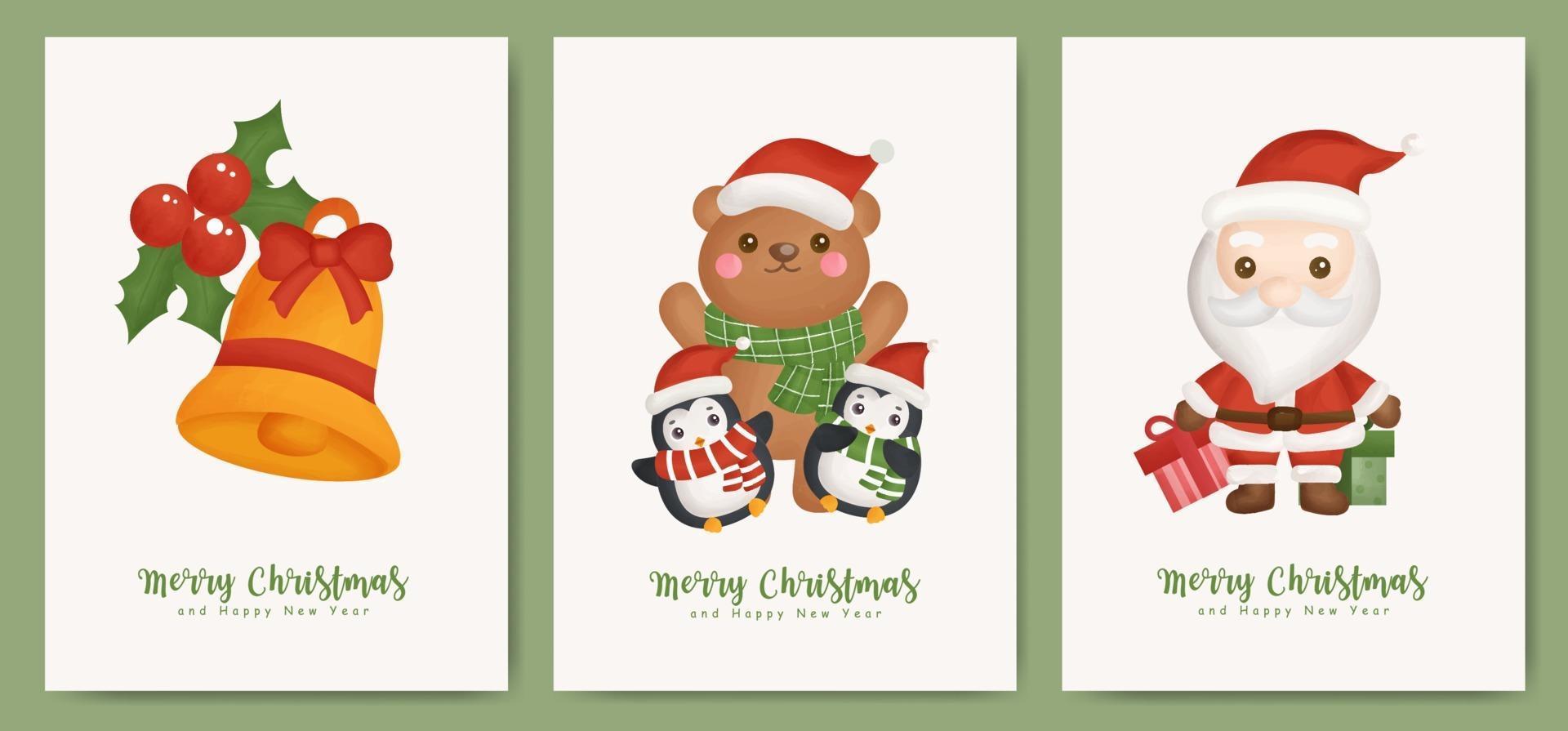 juego de tarjetas de navidad y tarjetas de año nuevo. vector
