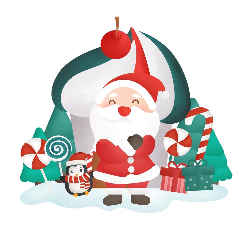 Cute Santa clause greeting card . vector