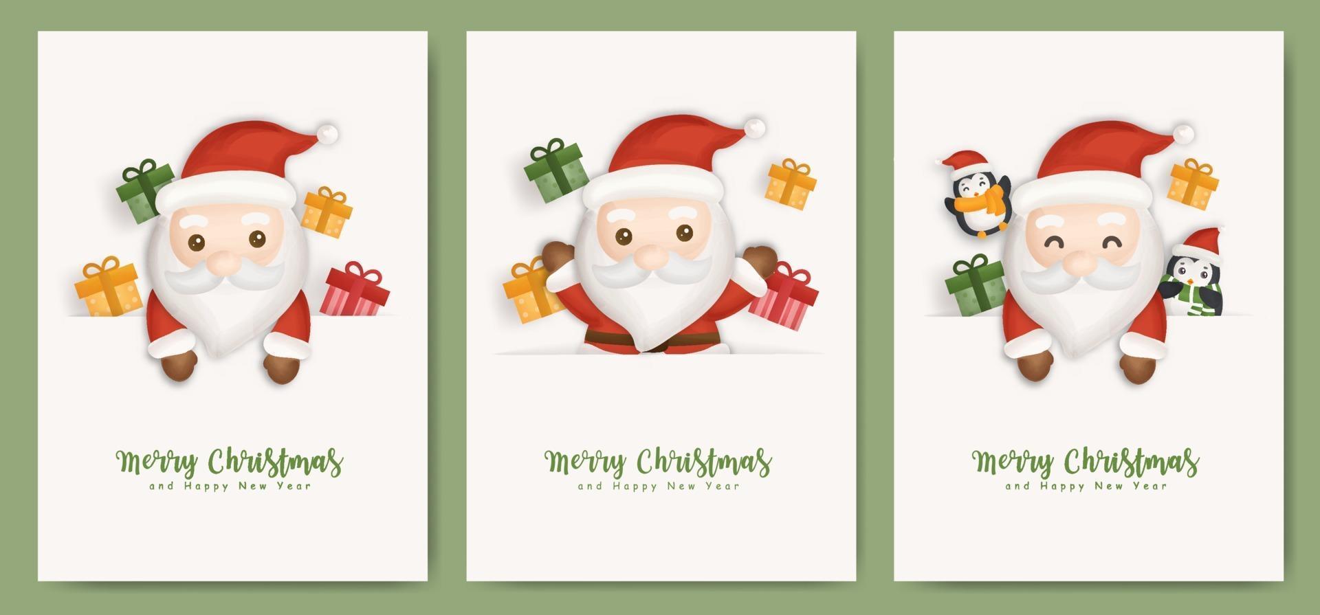 conjunto de tarjetas de Navidad y tarjetas de felicitación de año nuevo. vector