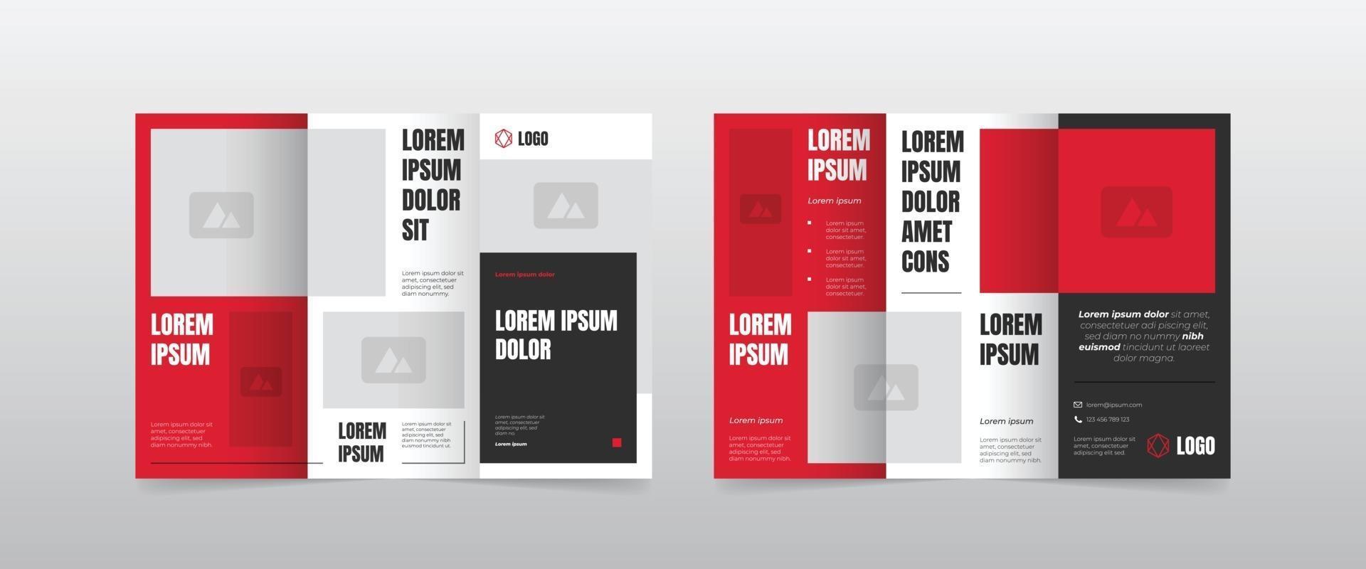 modern red trifold business brochure template vector