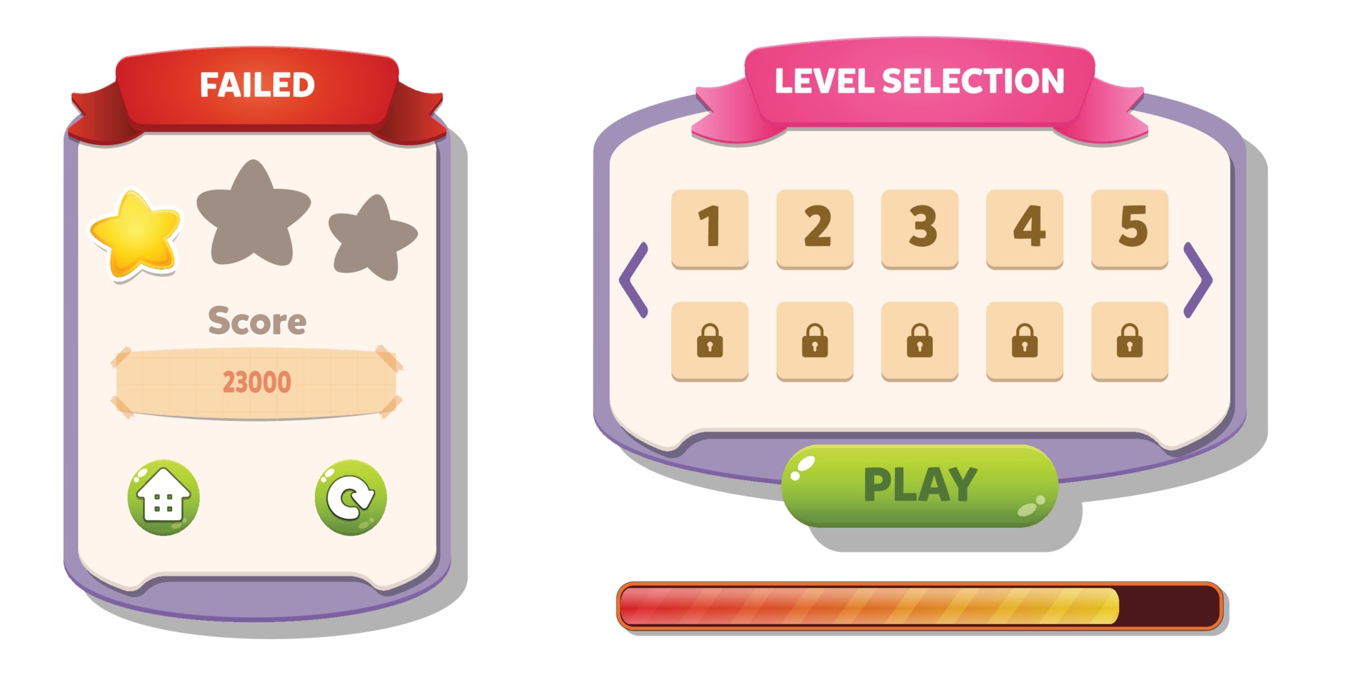 Game ui Level complete menu pop up with stars score and buttons 550649  Vector Art at Vecteezy