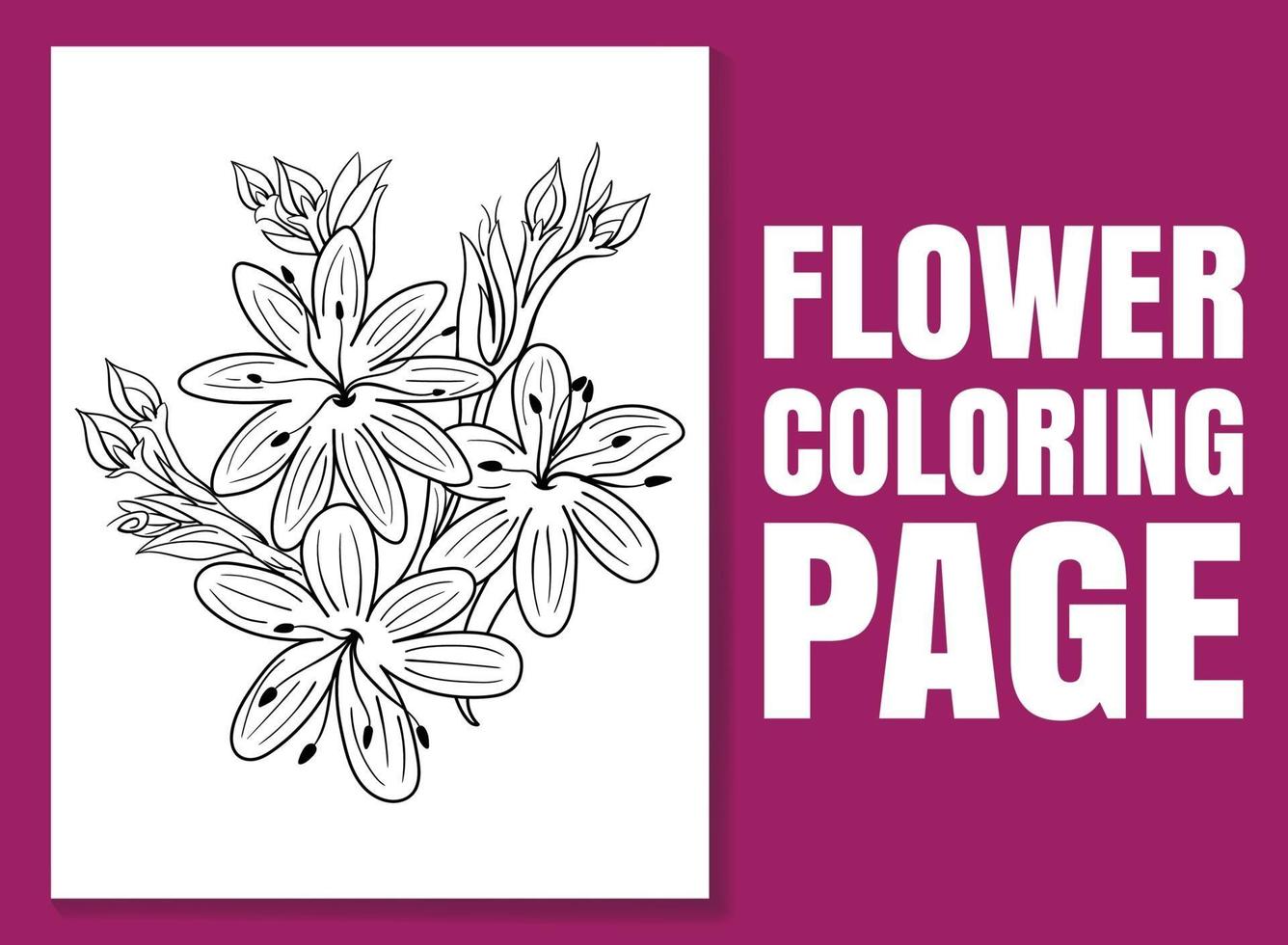 Página para colorear de flores. página de libro para colorear para adultos y niños. vector