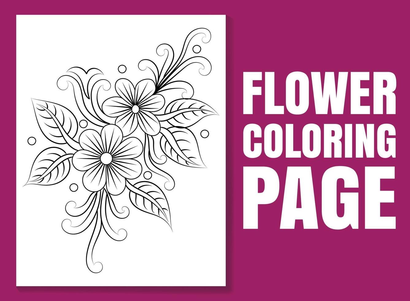 Página para colorear de flores. Página de libro para colorear para adultos y niños. vector