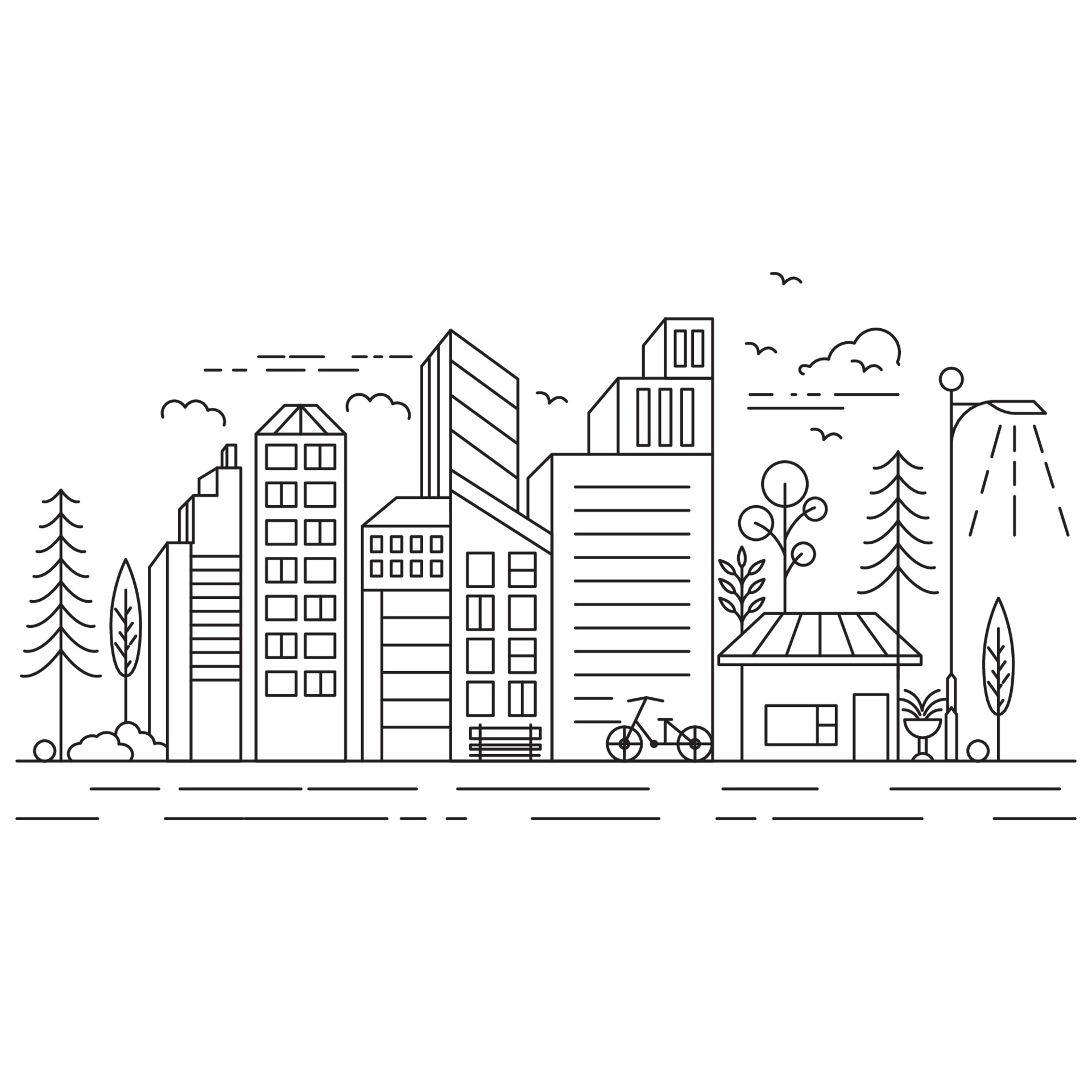 City Building Line art Vector Illustration template 3132436 Vector Art ...