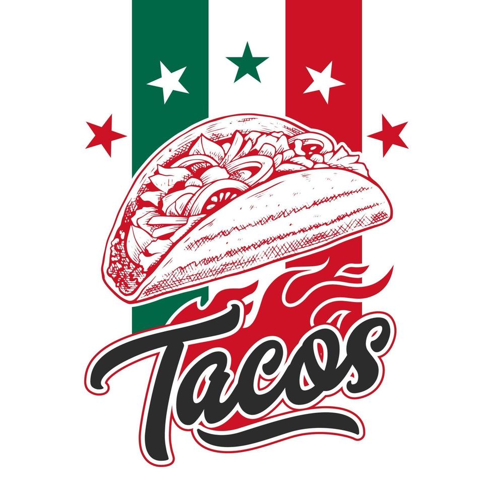 Retro Taco Design Template vector