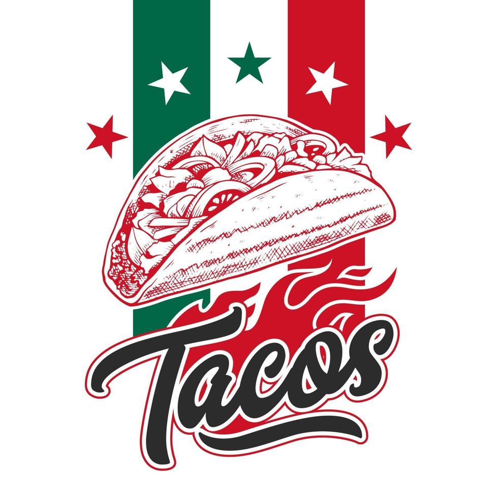 plantilla de diseño de taco retro vector