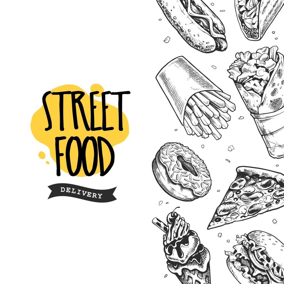 Street Food Retro Banner vector