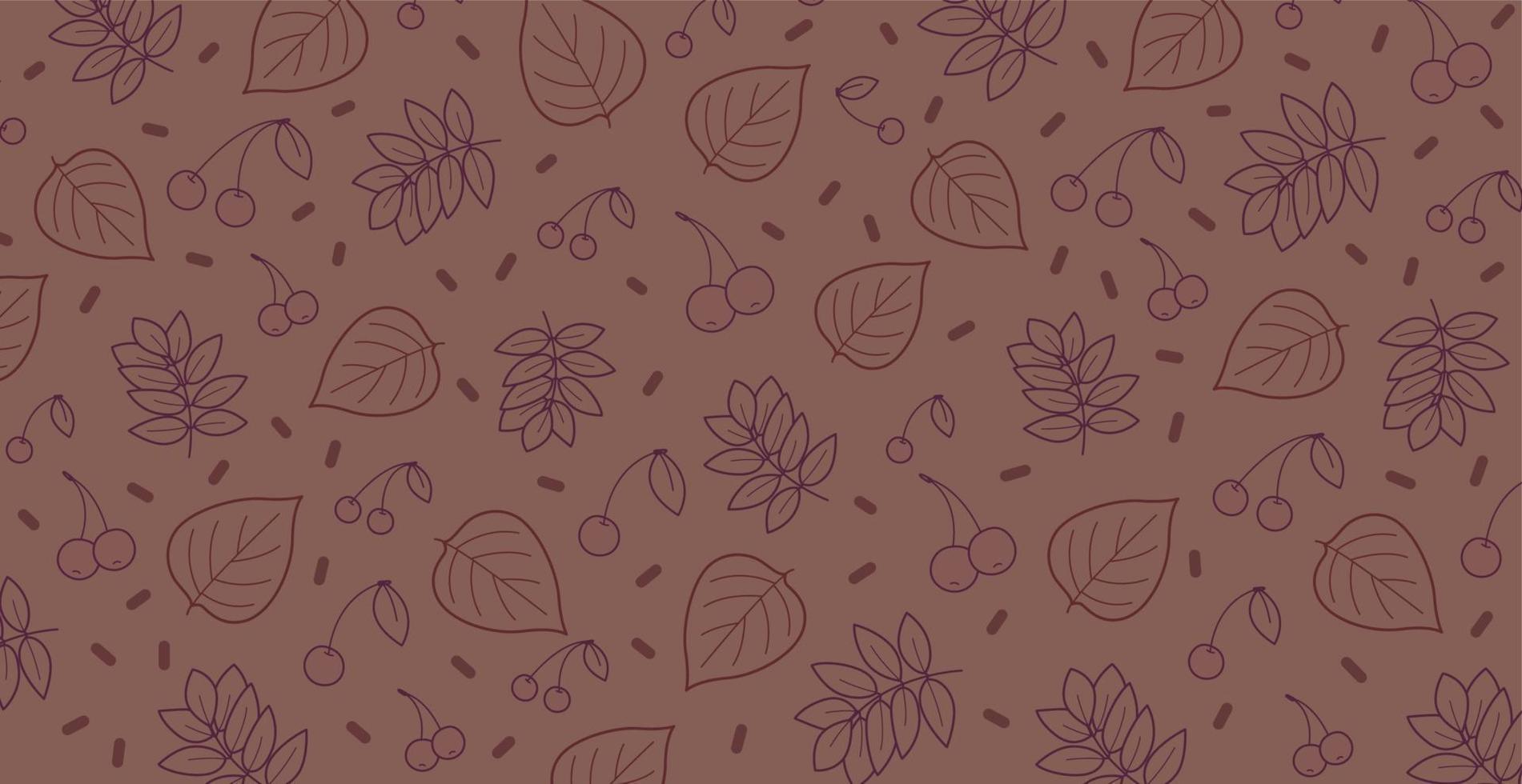 Red background with many autumn foliage - Vector