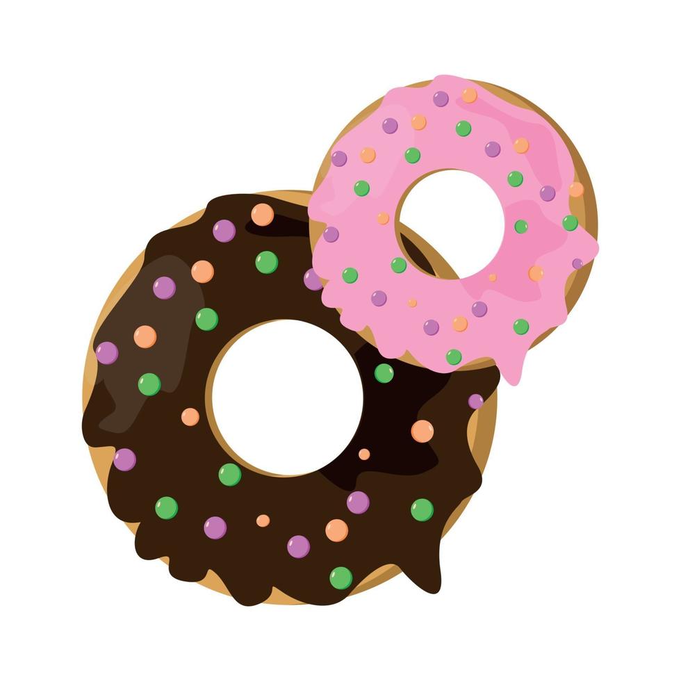 Realistic round donut on white background - Vector