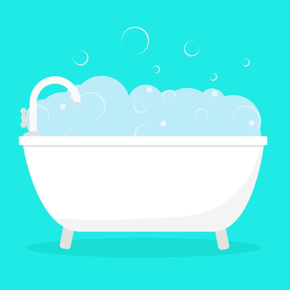 Baño con espuma y pompas de jabón aislado ilustración vectorial vector