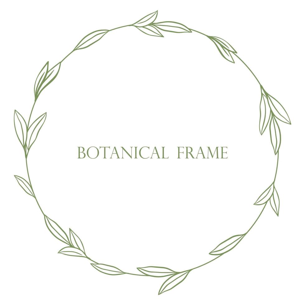 Simple minimalistic botanical frame hand drawing vector