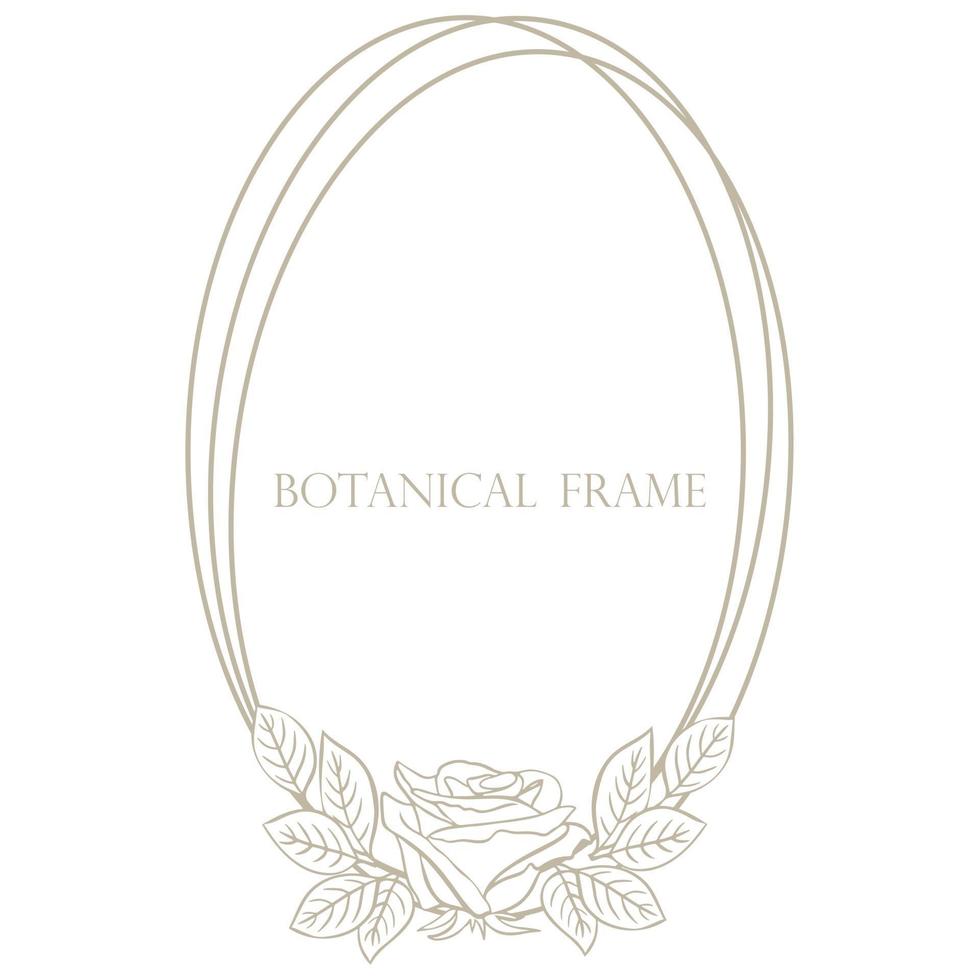 Oval frame with rose and leaves vector illustration