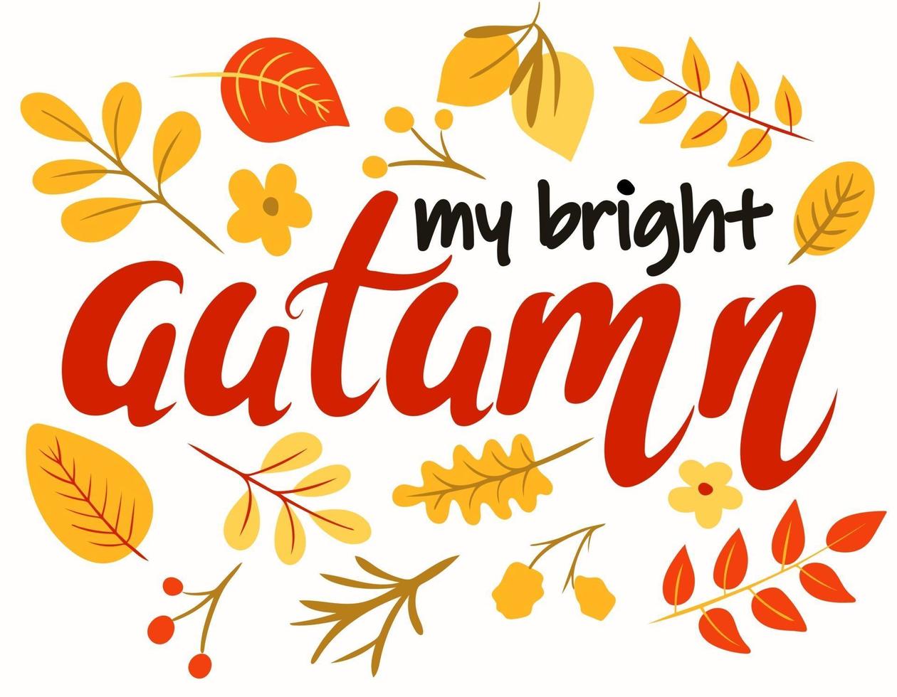 mi ilustración de vector de letras de mano de otoño brillante