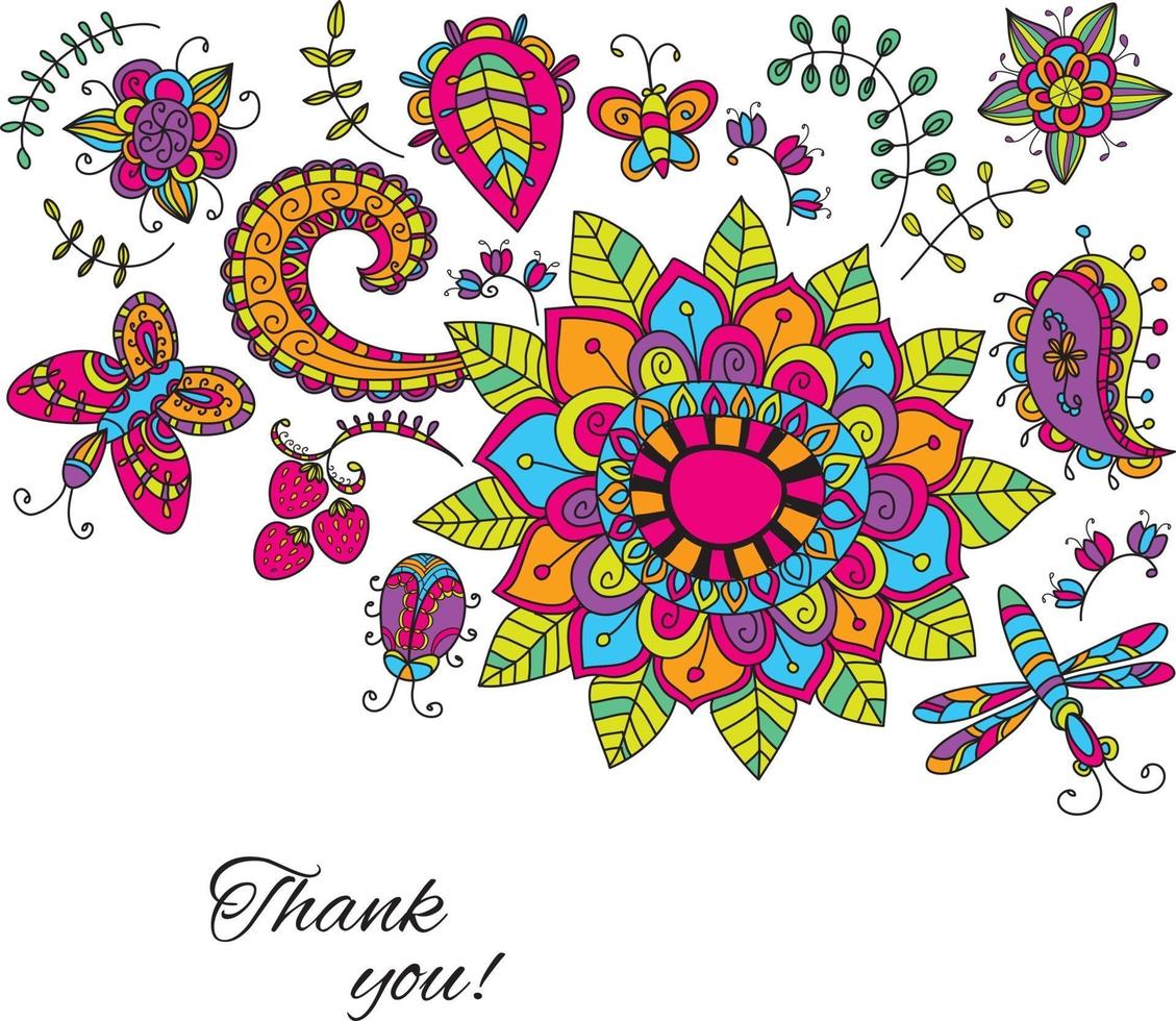 Vector floral frame. Doodles.
