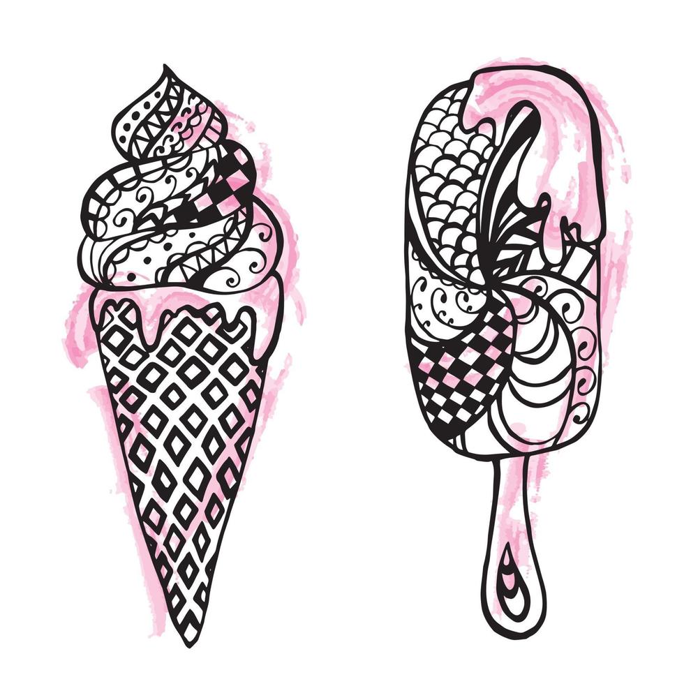 Ice cream in a cone on a stick in a vector. Vector illustration 3133068 ...