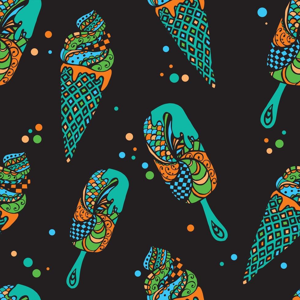 Ice cream in a cone on a stick in a vector. Vector illustration