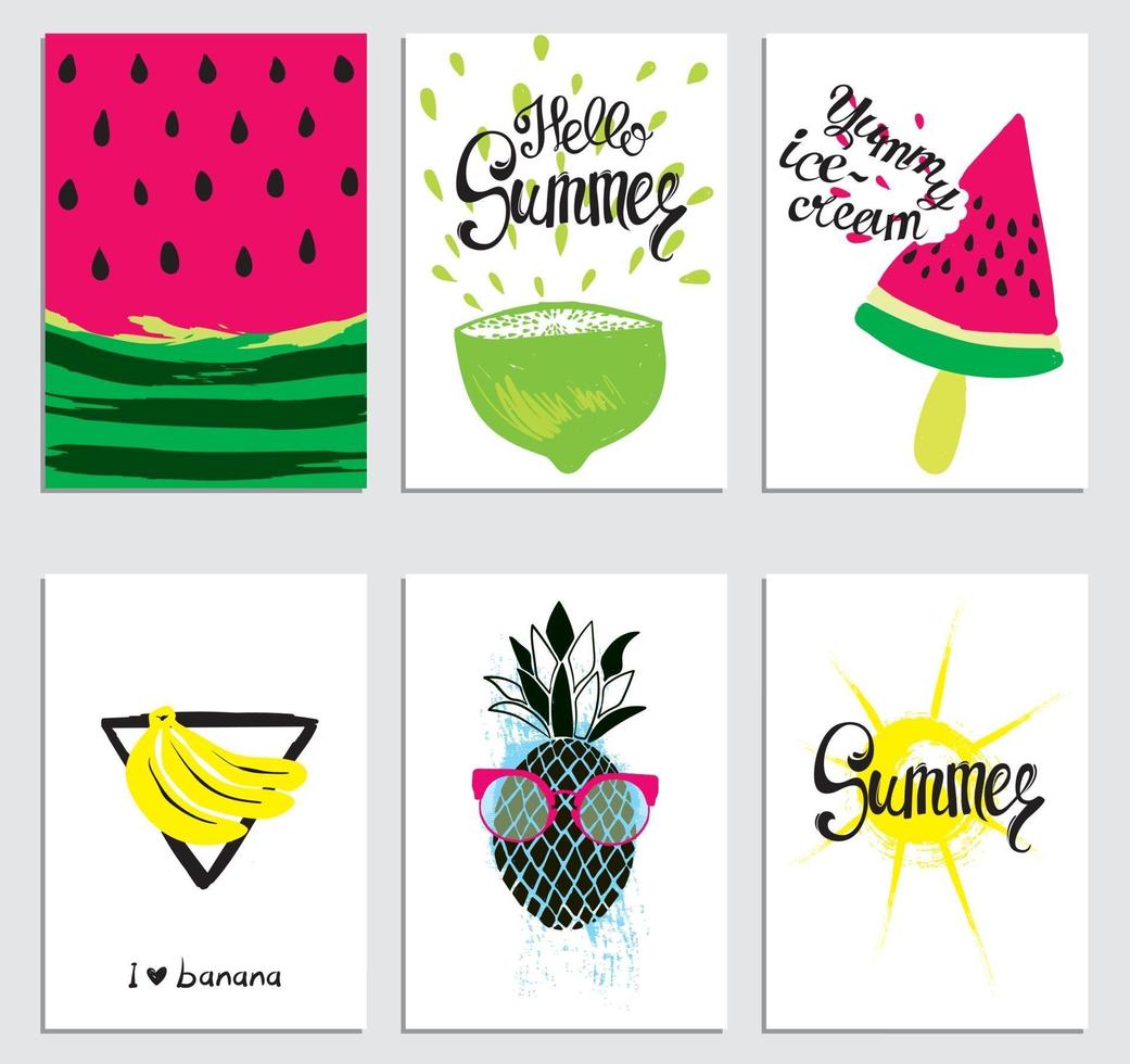 A set of stylish summer cards. vector