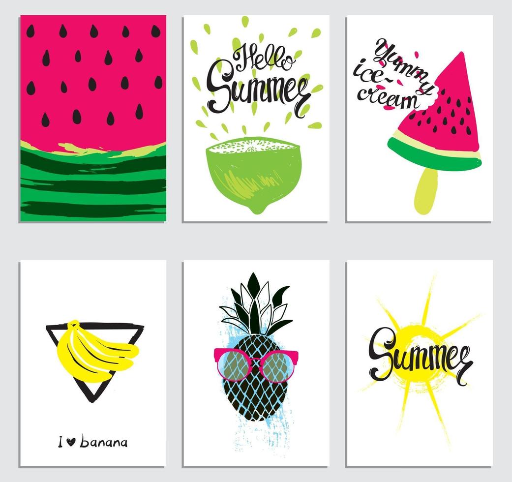 A set of stylish summer cards. vector