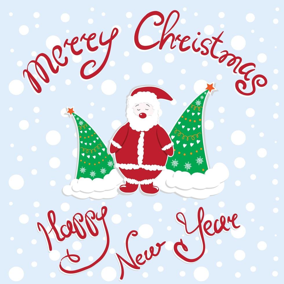 Santa and Christmas trees vector