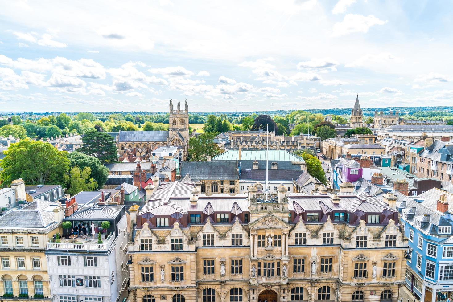 Oxford, UK - August 29, 2019 - High angle view of High Street of Oxford photo