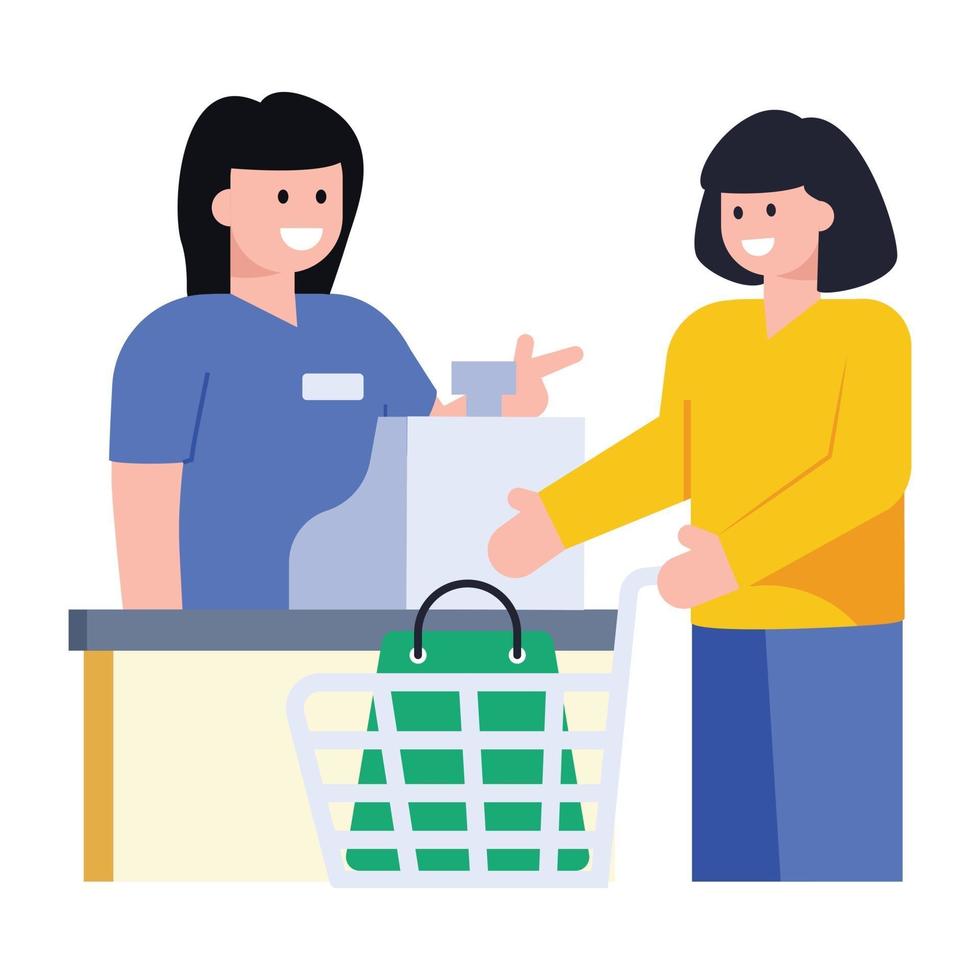 chica de compras y compra vector