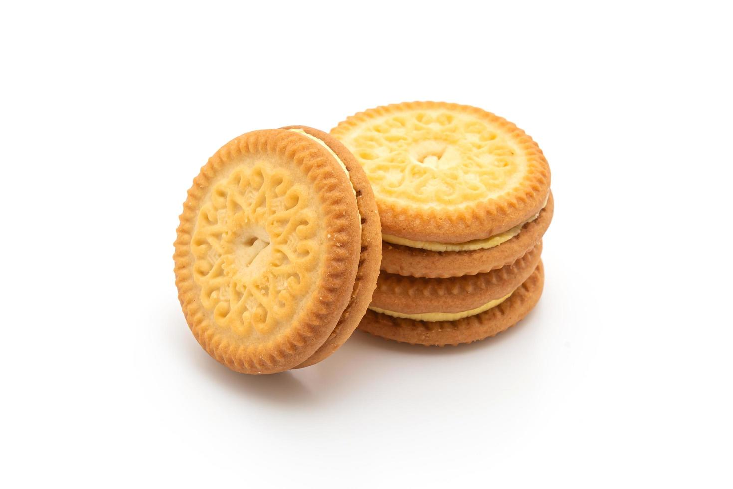 Cookies with butter vanilla cream isolated on white background photo