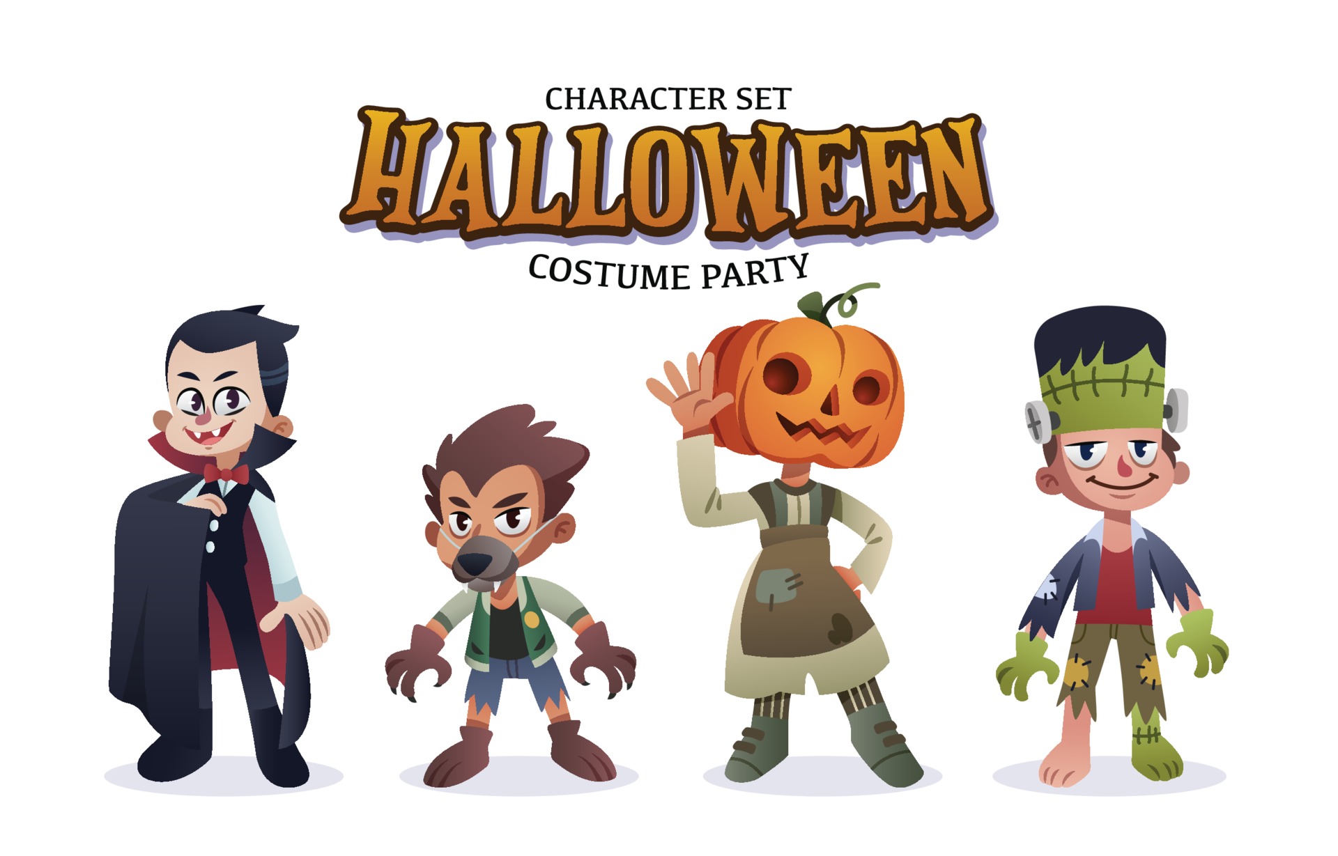 Halloween costume party character set 3134201 Vector Art at Vecteezy