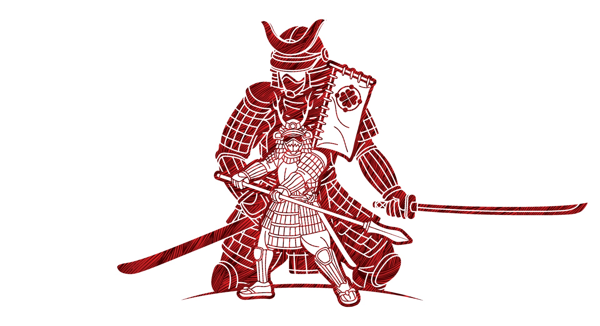 Premium Vector  Vector illustration of ronin samurai warrior with japanese  word means strength