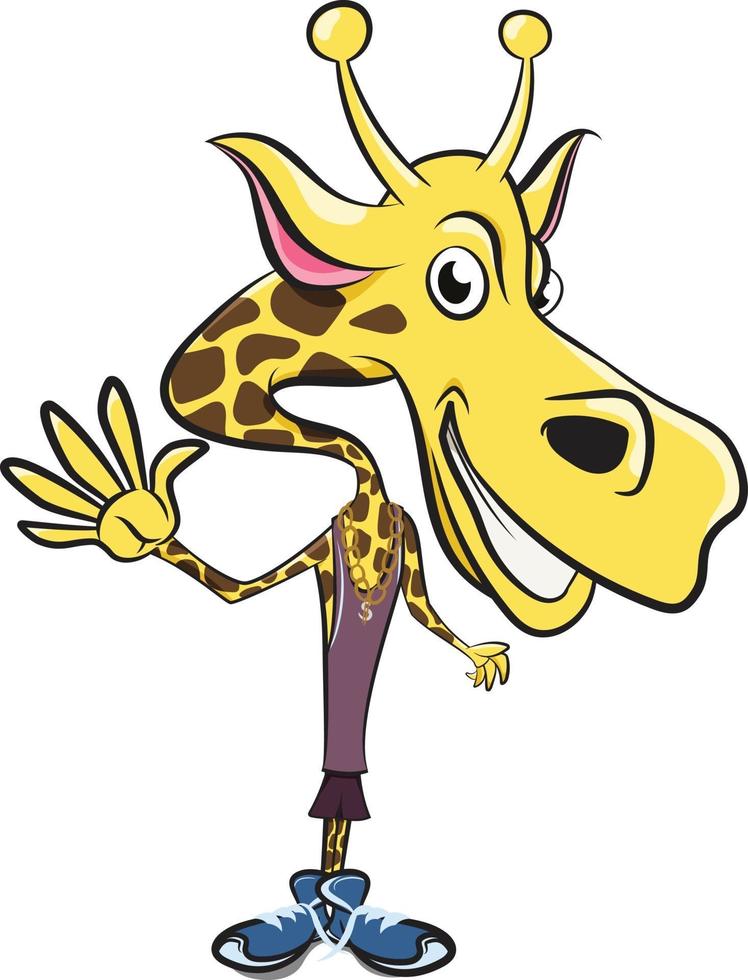 linda jirafa con bling lista para una carrera vector