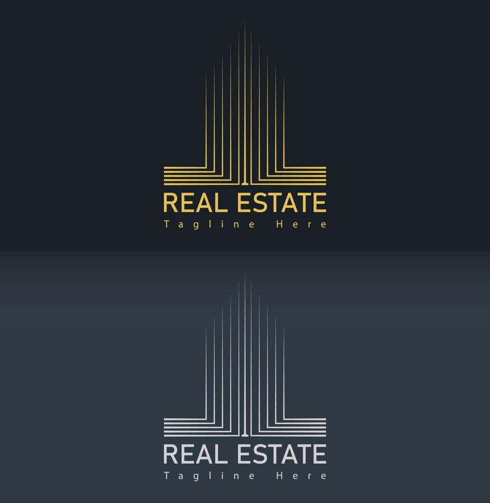 Luxury real estate logo design with line style. vector