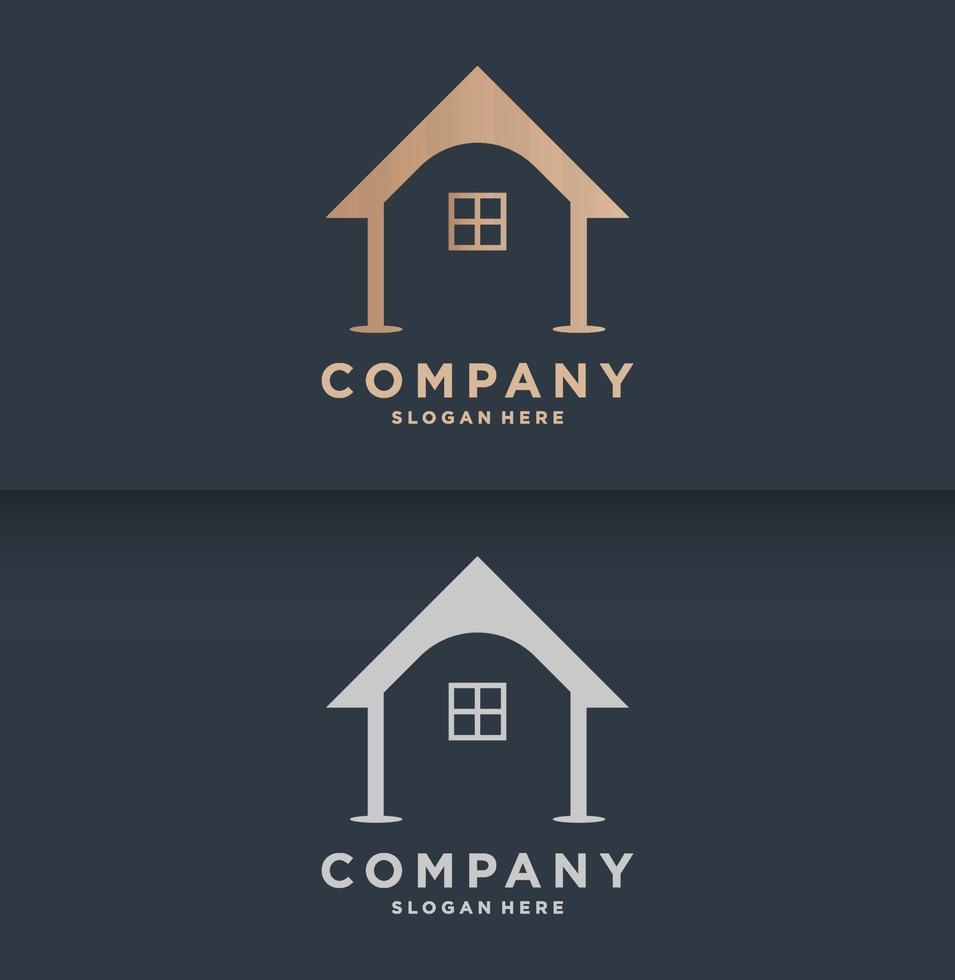 Real estate house minimal logo template vector