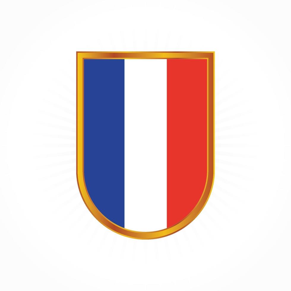 Bandera de Francia con vector de diseño de escudo