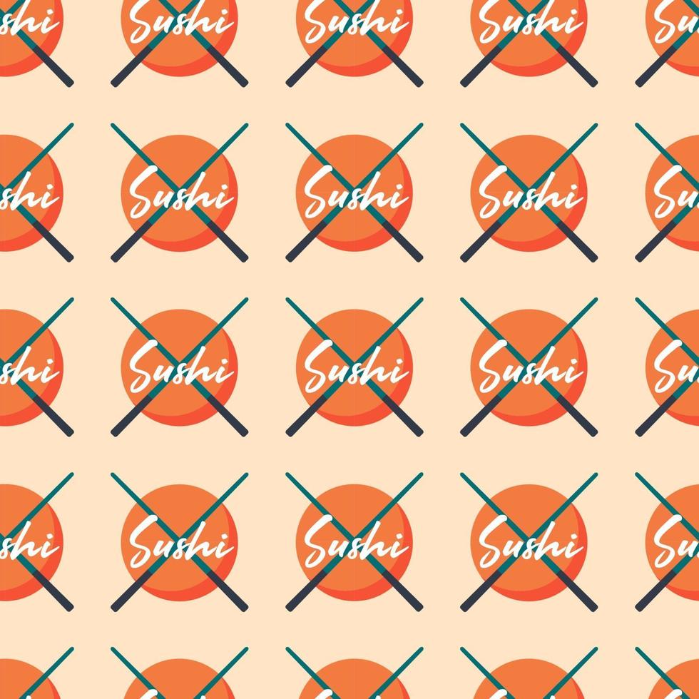 Sushi logo with sticks Vector seamless pattern Wrapping paper design
