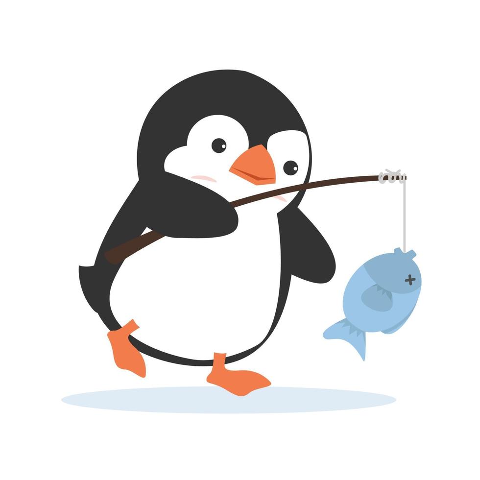 penguin fisherman caught fish vector 3134398 Vector Art at Vecteezy