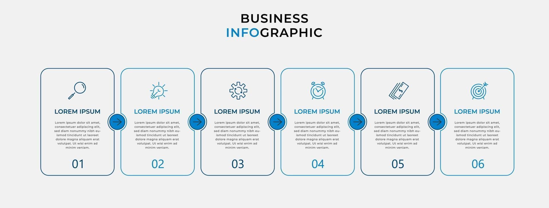 Infographic design business template with icons and 6 options or steps vector