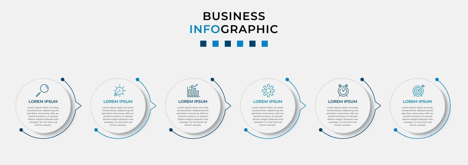 Infographic design business template with icons and 6 options or steps vector