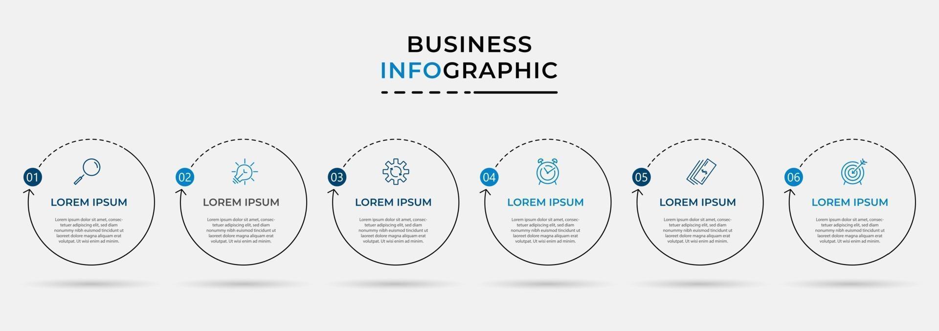 Infographic design business template with icons and 6 options or steps vector