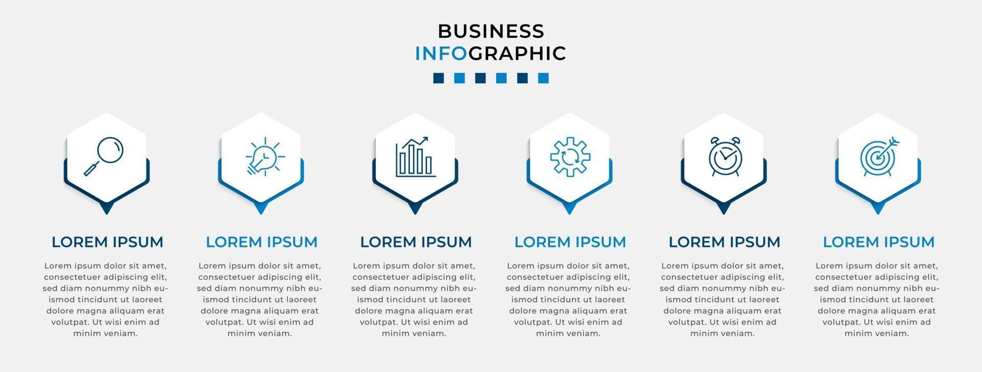 Infographic design business template with icons and 6 options or steps vector