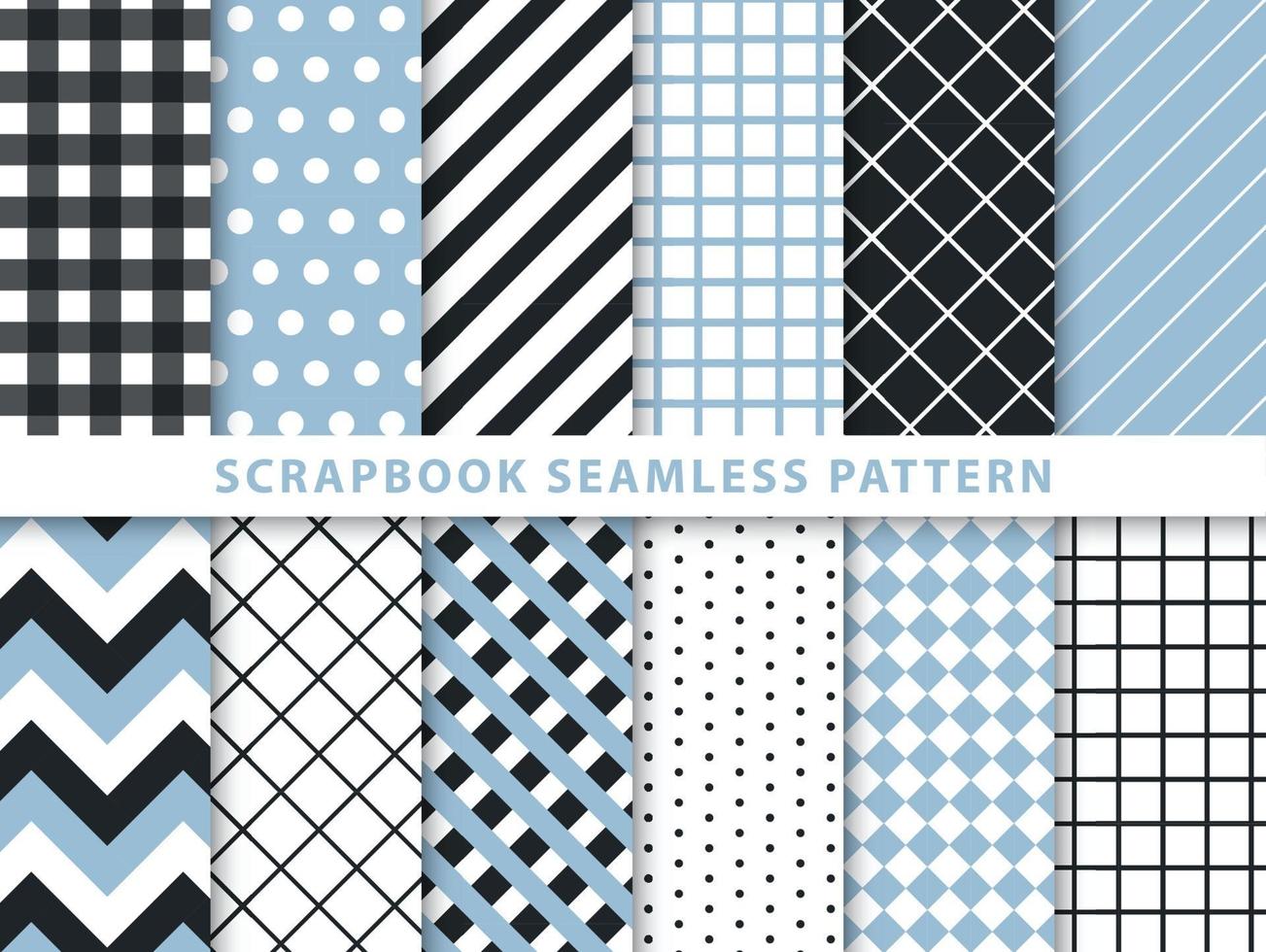 Collection of scrapbook seamless pattern vector