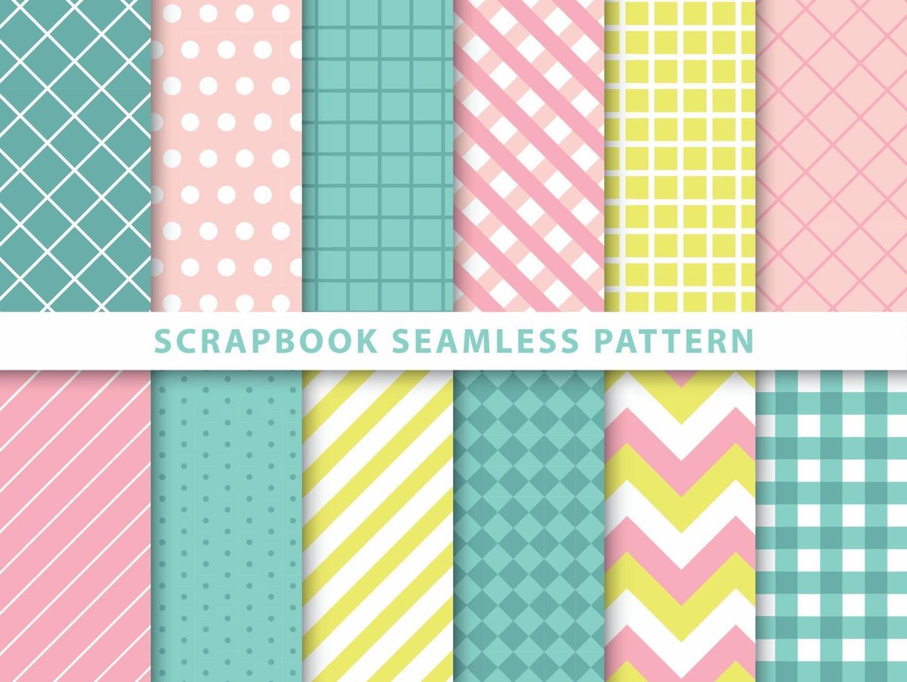 Collection of scrapbook seamless pattern vector