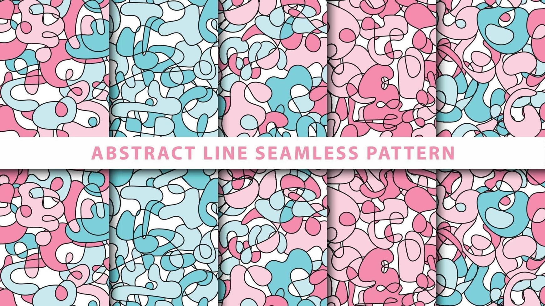 Collection abstract line seamless pattern vector