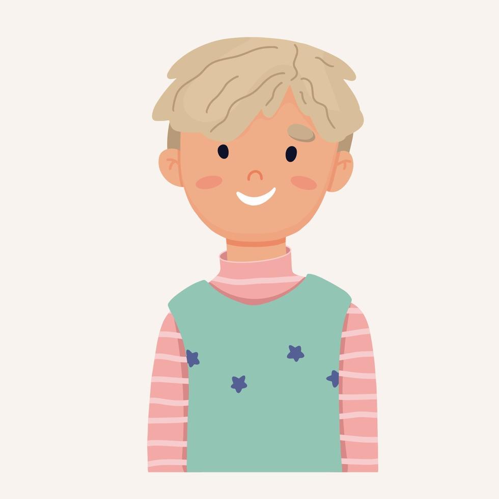 retrato de un niño en edad escolar con un chaleco. ilustración vectorial vector