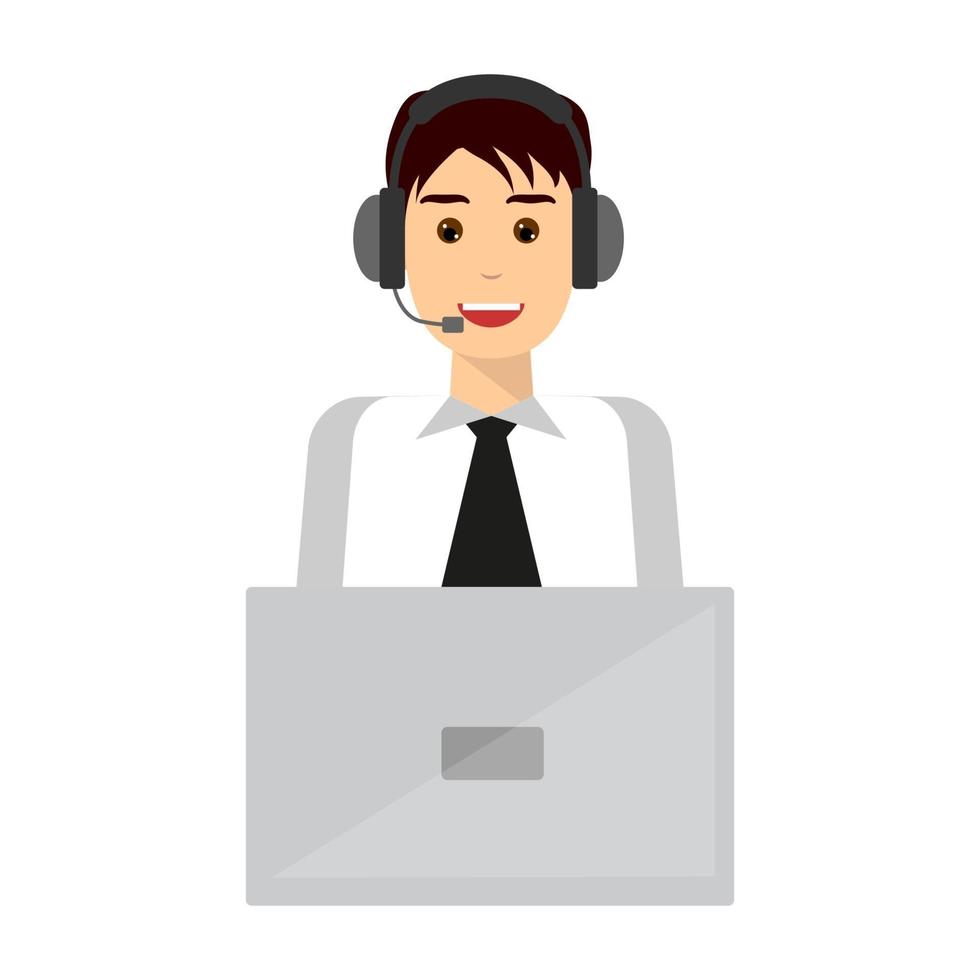 Young man wearing headsets vector