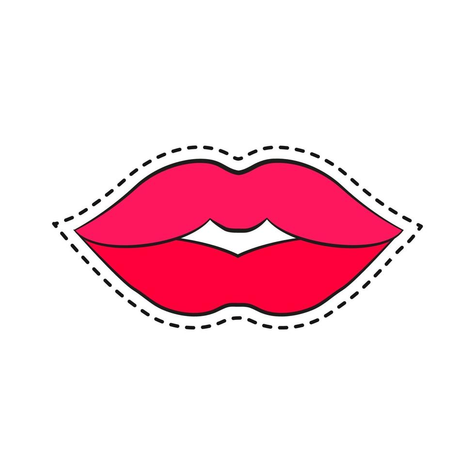 Woman's lip gestures patches vector