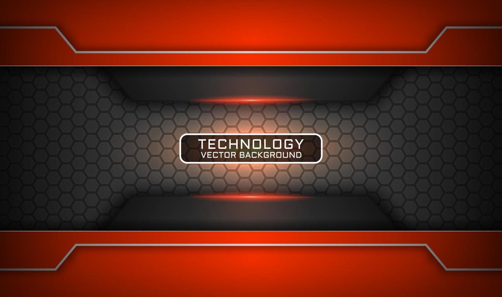 Abstract 3d orange technology background with light effect decoration vector