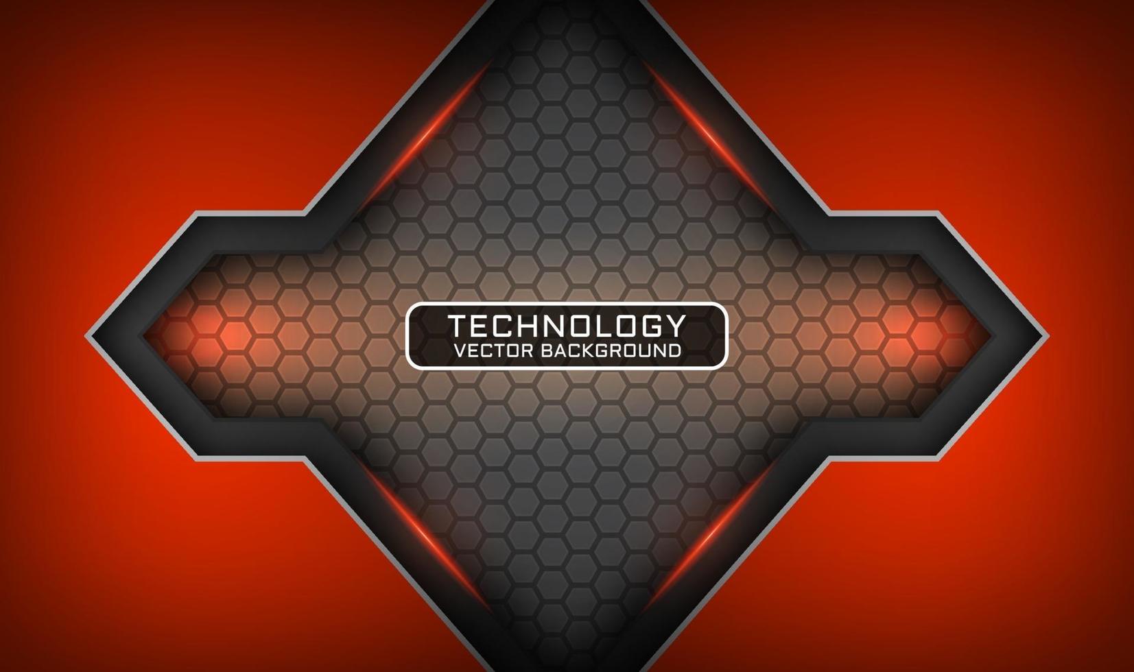 Abstract 3d orange technology background with light effect decoration vector