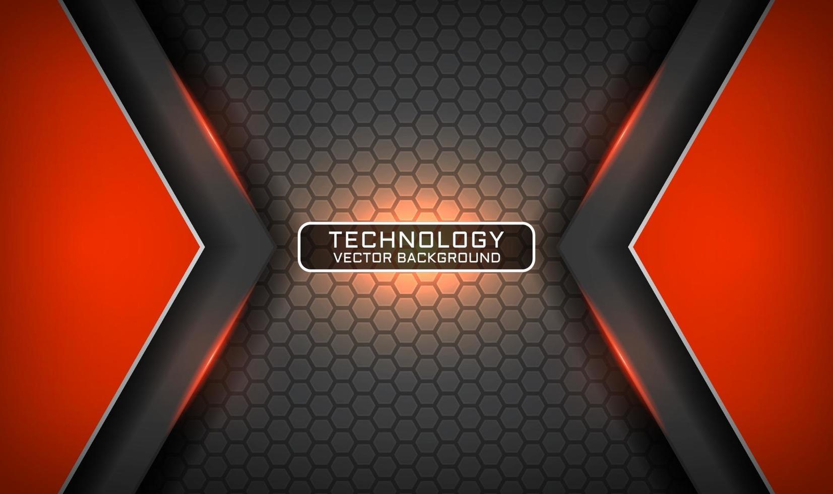 Abstract 3d orange technology background with light effect decoration vector