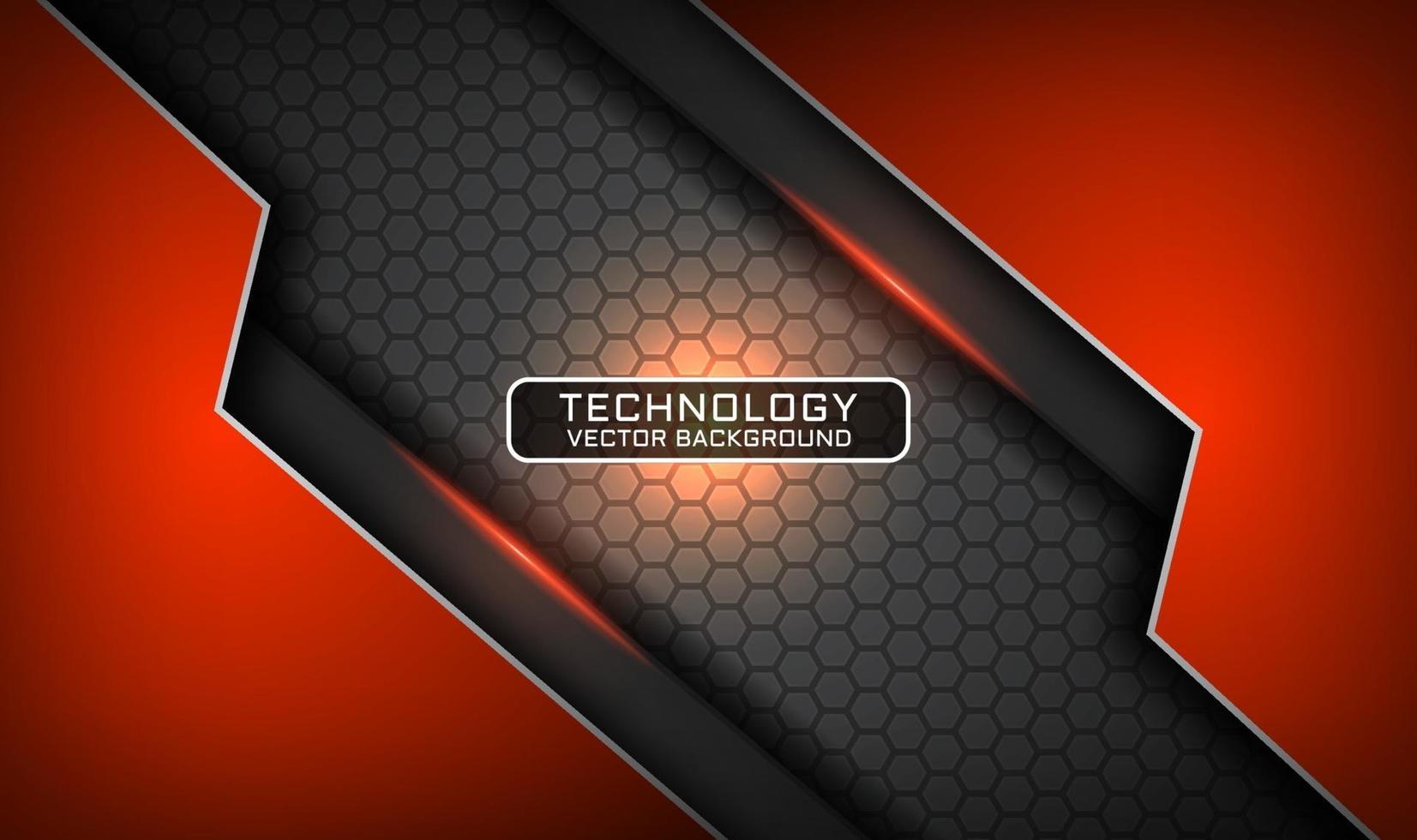 Abstract 3d orange technology background with light effect decoration vector